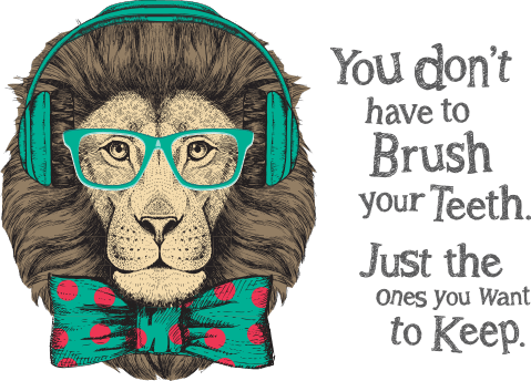 Animated lion wearing headphones, glasses, and bow tie
